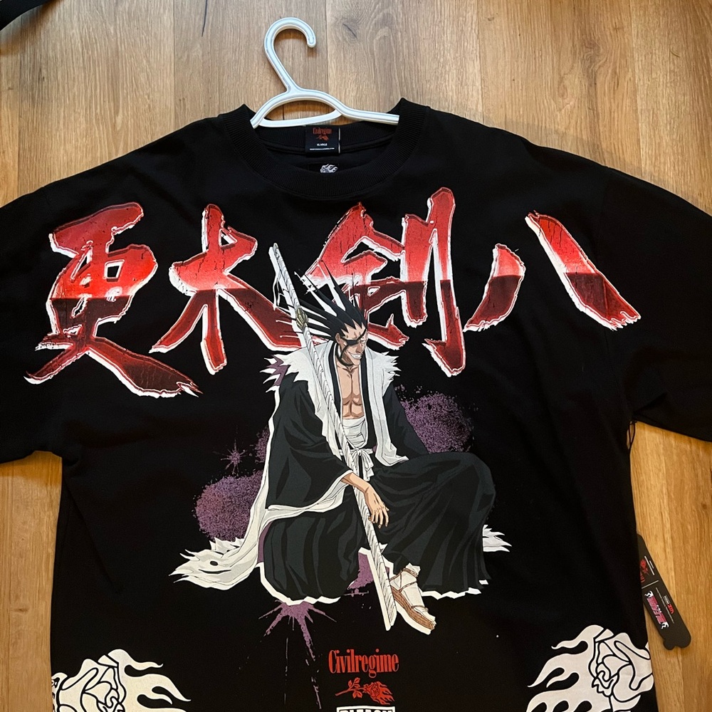 Black Graphic Tee with Red and White Design
